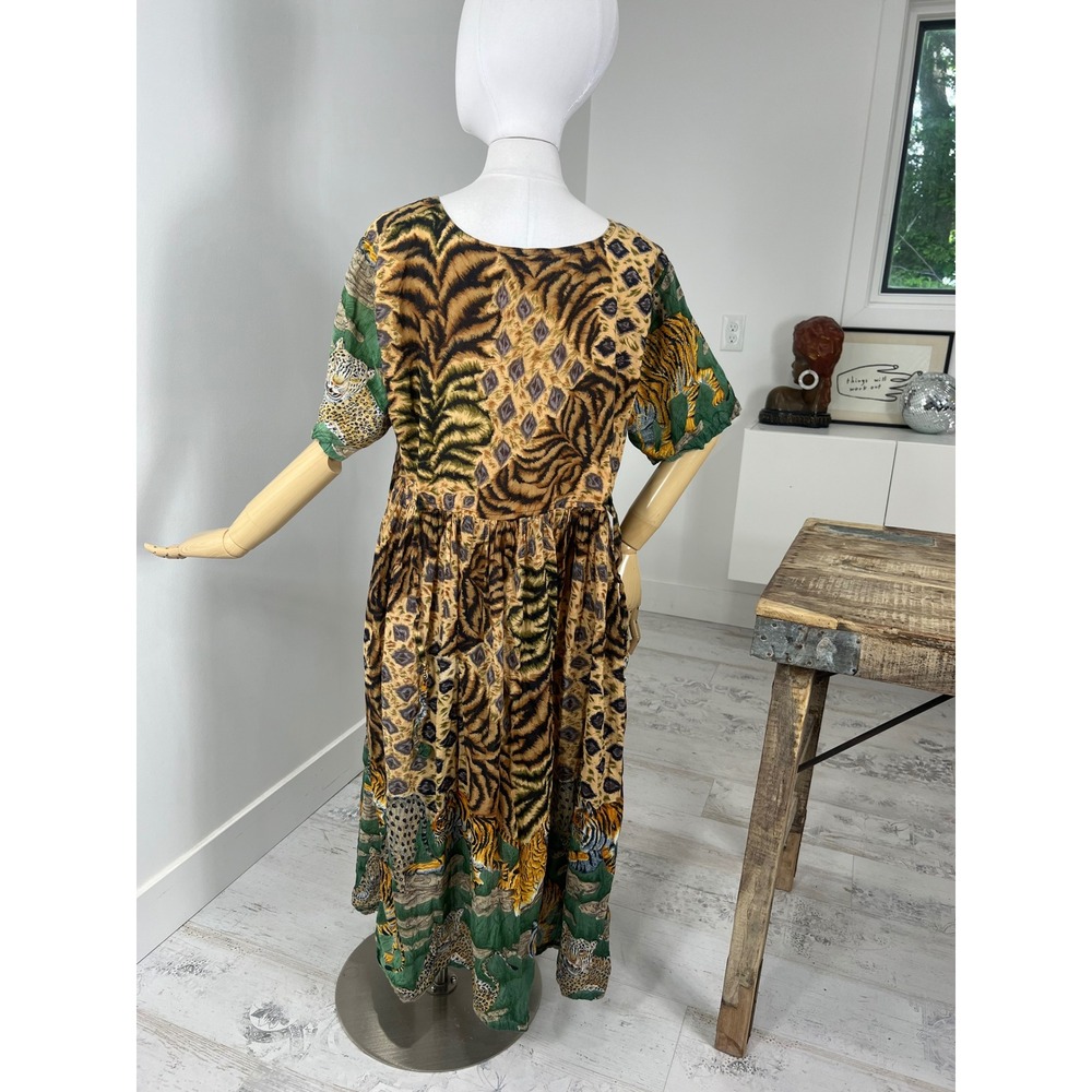 Vintage Novelty Animal Print Button Front Maxi Dress - Picture 5 of 6